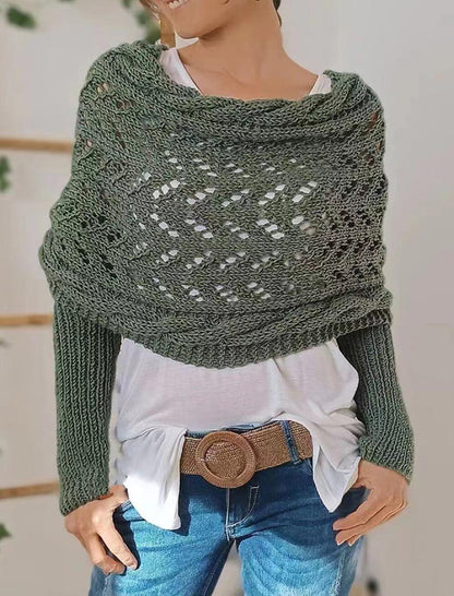 Open Knit Long Sleeve Shawl