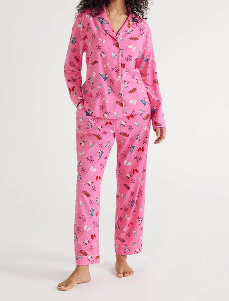 Festive Print Long Sleeve Pajama Set