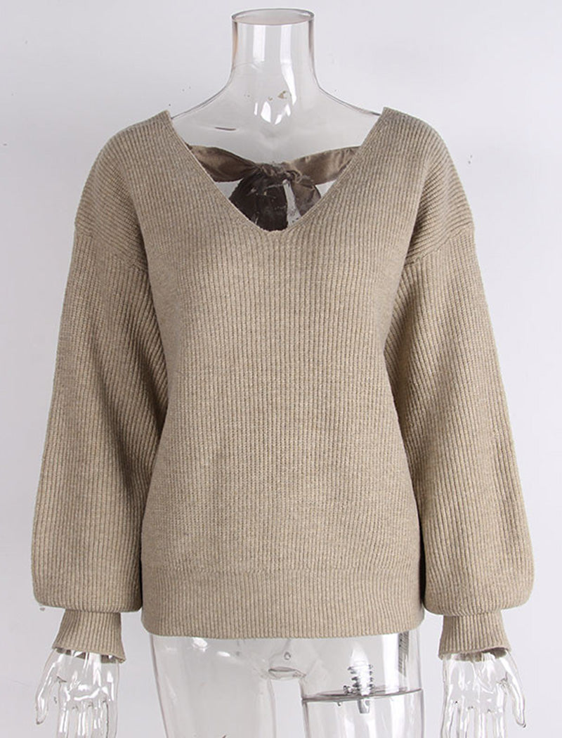 Open-Back Sweater with Bow Detail