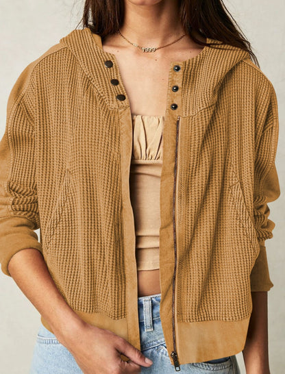 Cropped Hoodie Knit Jacket