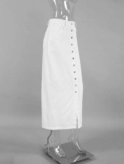 High-Waisted Slim Buttoned Skirt