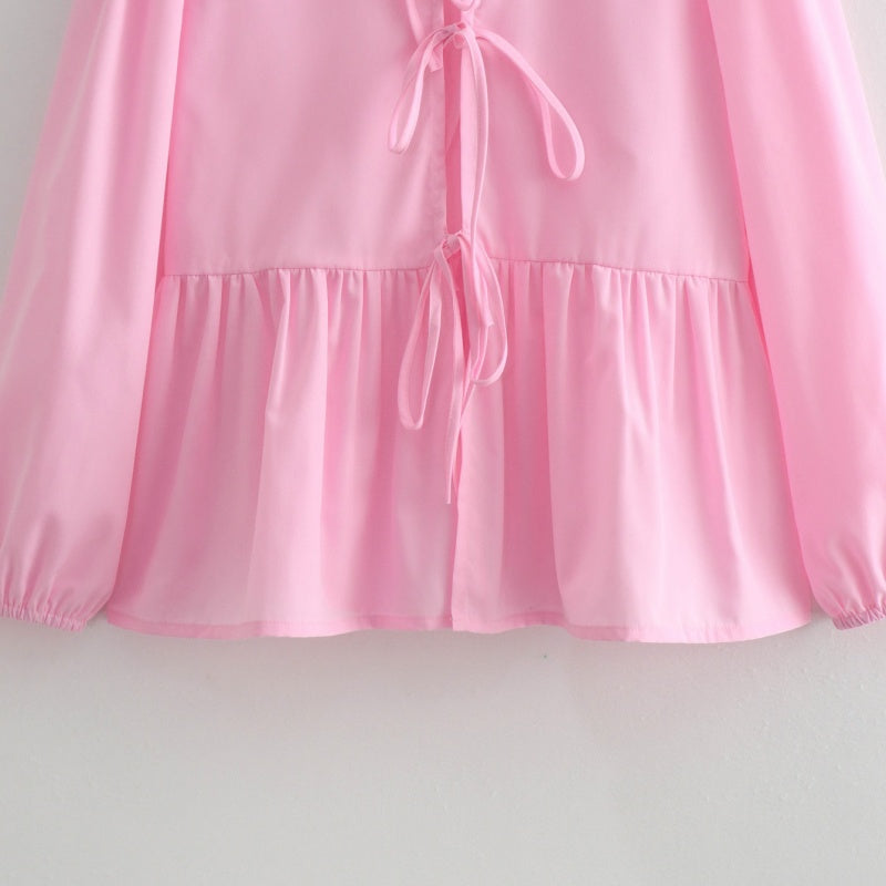 Tie-Front Peplum Blouse