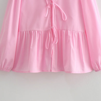 Tie-Front Peplum Blouse