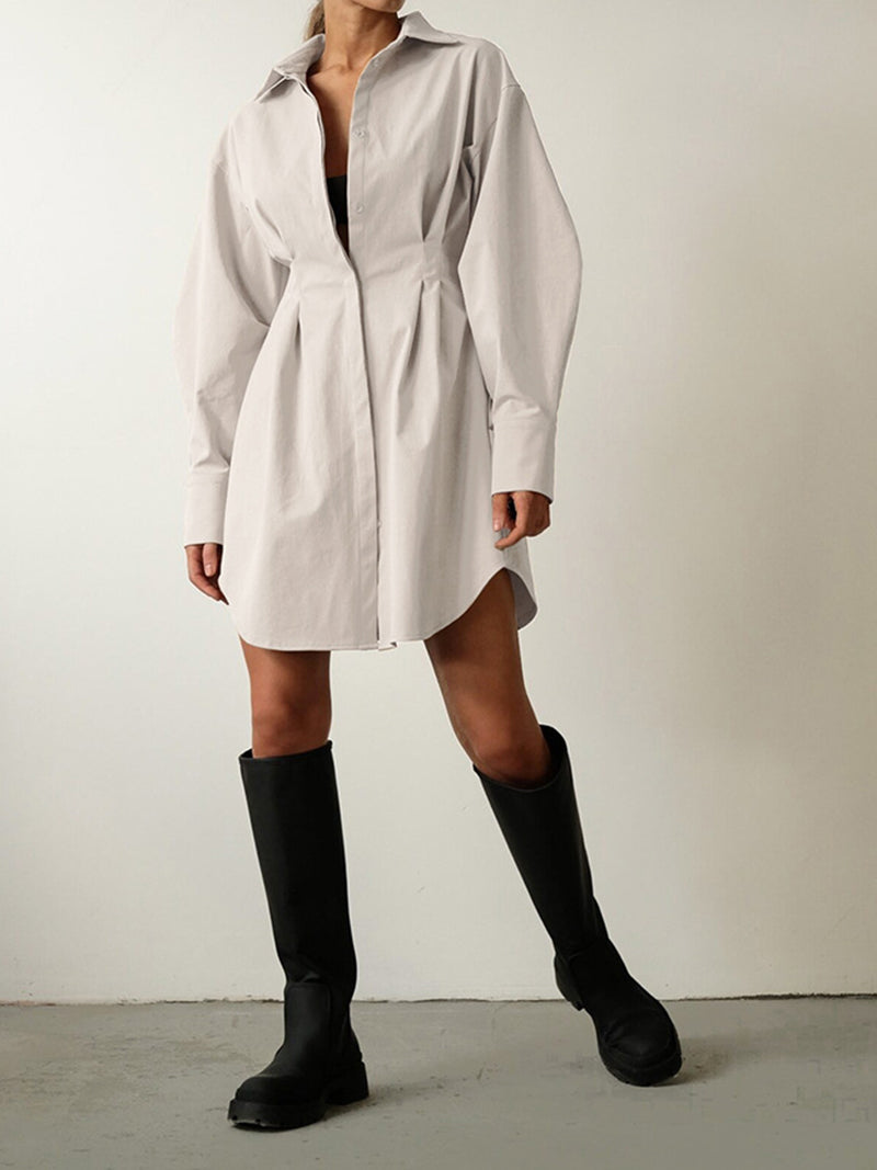 Balloon Sleeve Shirt Dress