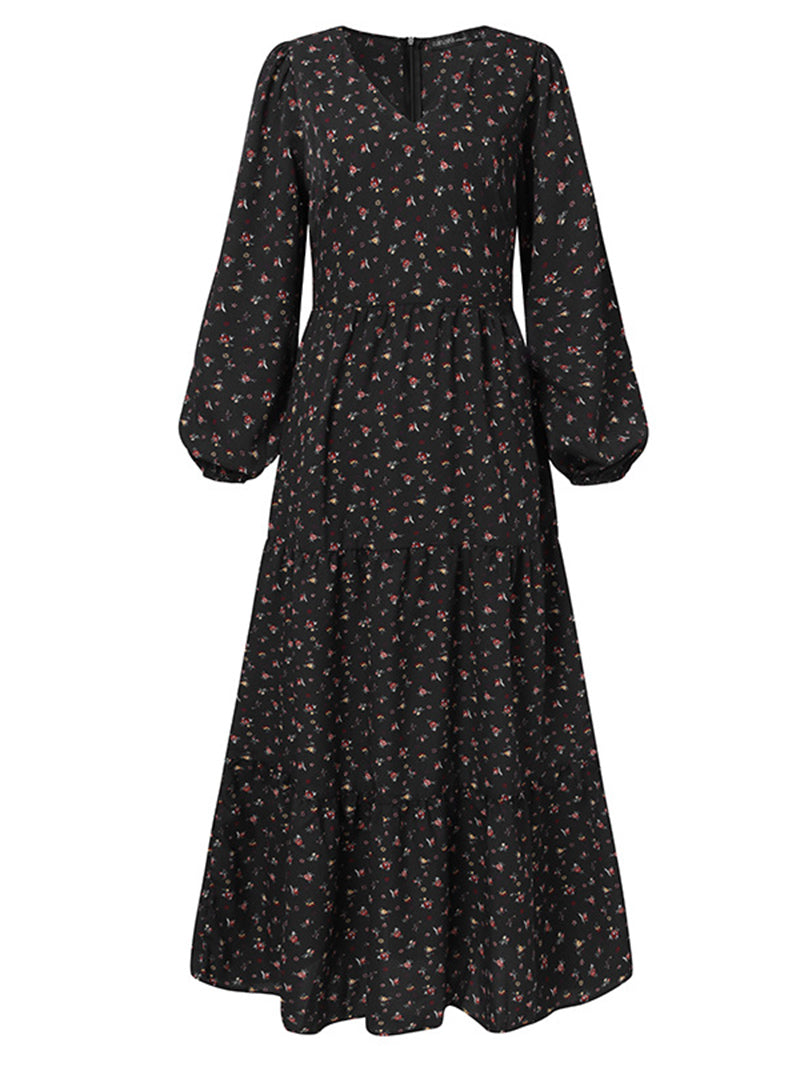 Floral Print Long Sleeve Maxi Dress