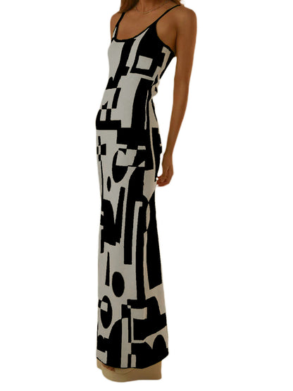 Graphic Print Bodycon Maxi Dress