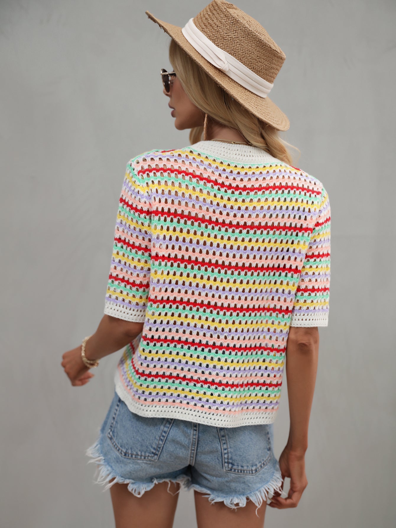 Color-Block Striped Knit Sweater