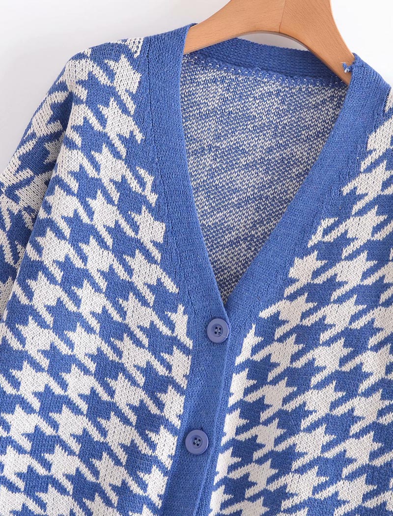 Oversized Houndstooth Button-Up Cardigan