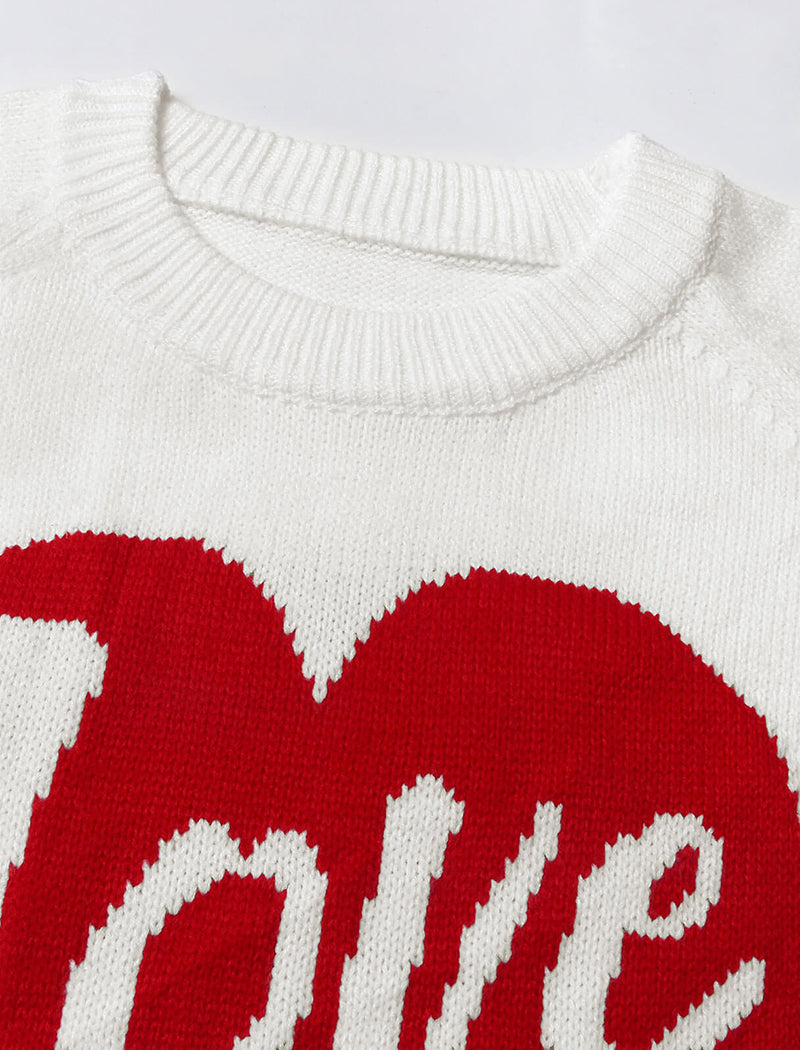 Heart Print Knit Sweater