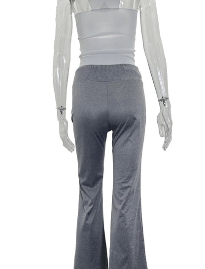 High-Waist Flared Drawstring Pants