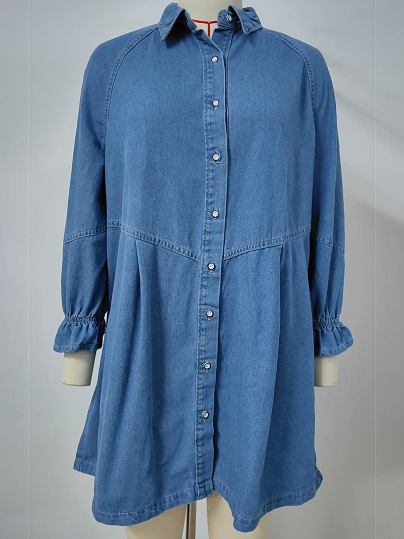 Button-Down Long Sleeve Denim Dress