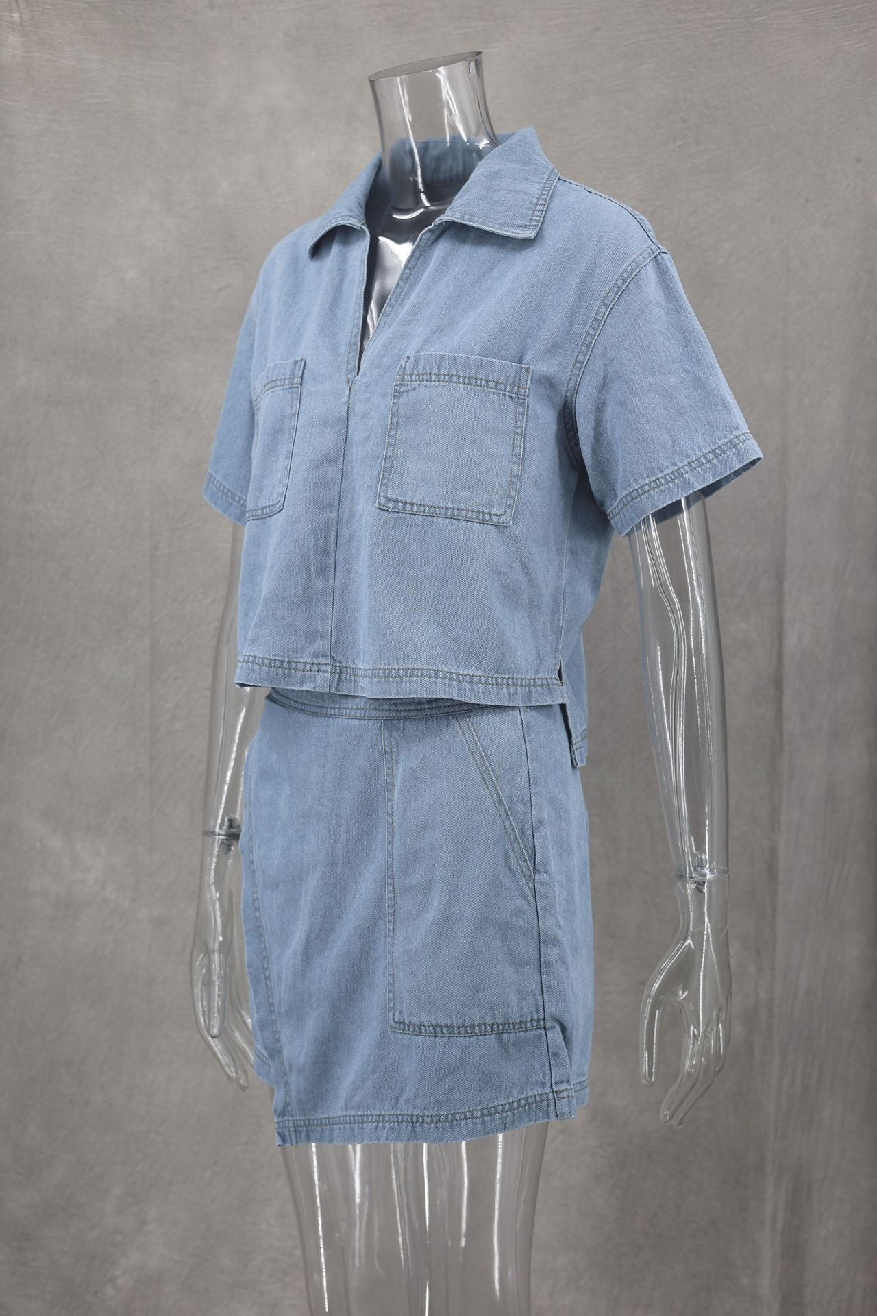 Denim Shirt and Skort Set