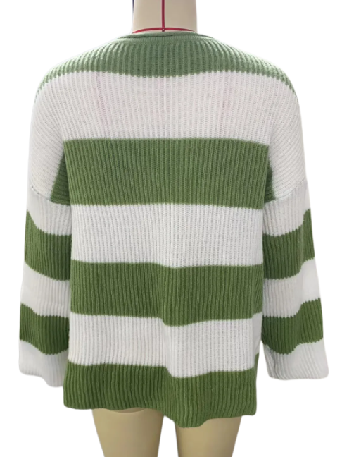 Striped Knit Pullover Sweater