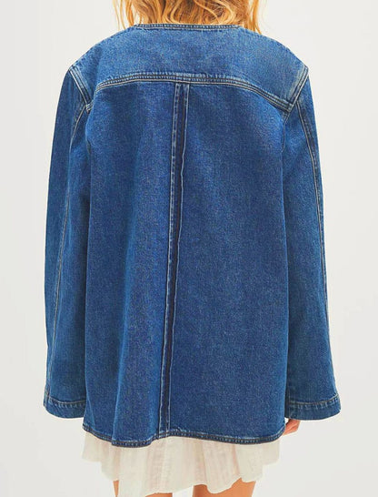 Tie-Front Denim Jacket with Patch Pockets