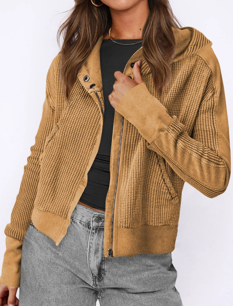 Cropped Hoodie Knit Jacket