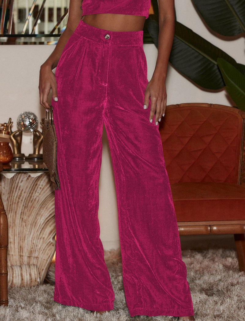 Velvet Wide-Leg Pants