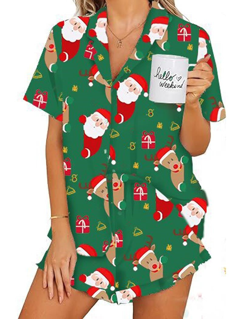 Holiday Santa Print Pajama Set