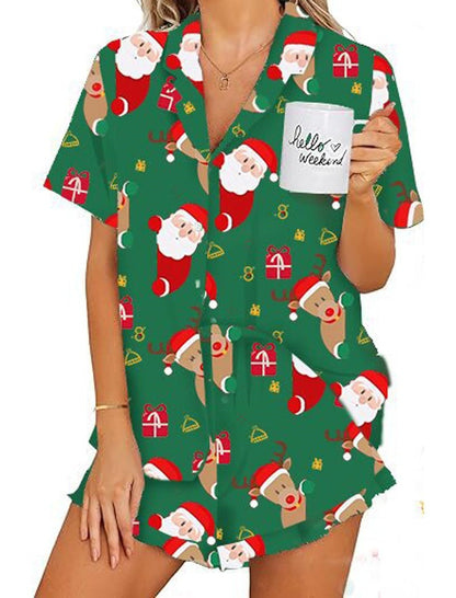 Holiday Santa Print Pajama Set
