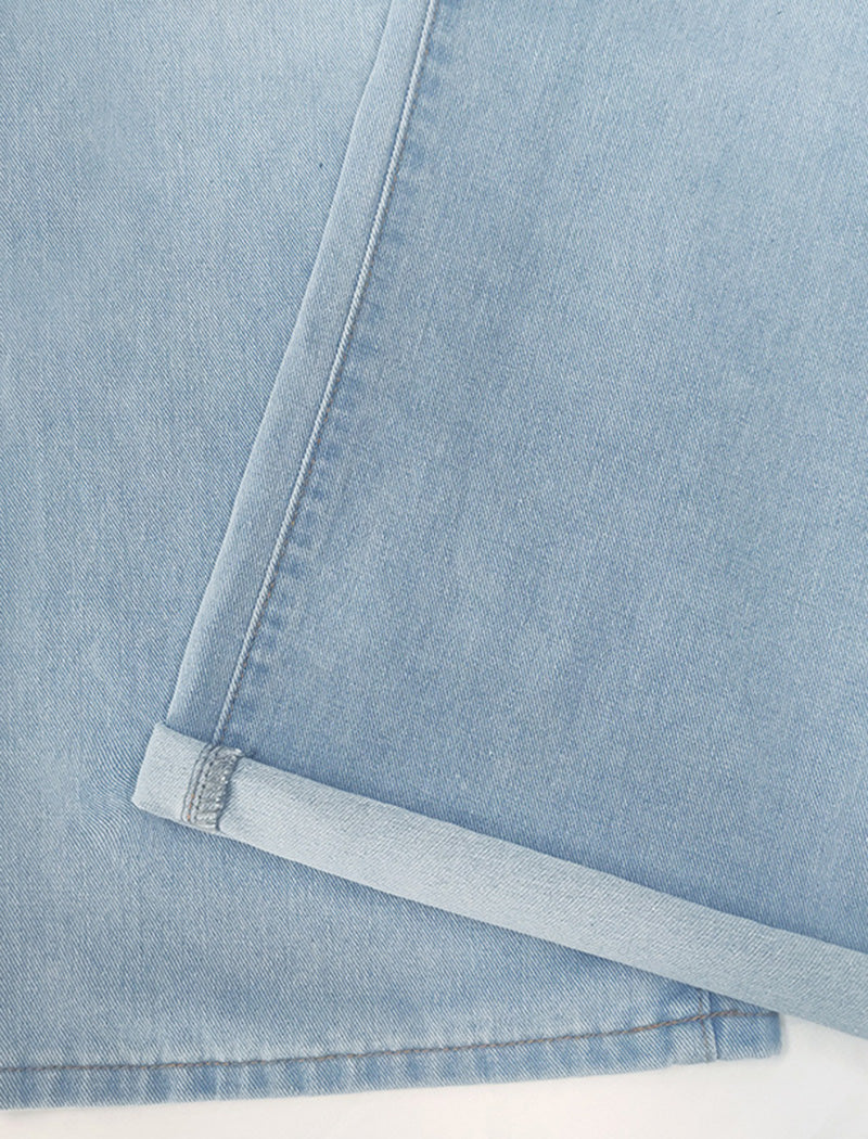 Pleated High-Waisted Denim Pants