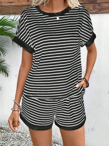 Striped T-Shirt and Shorts Set