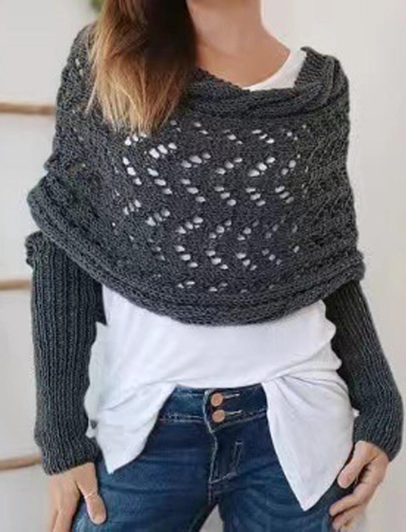 Open Knit Long Sleeve Shawl