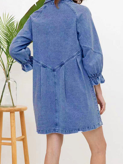 Solid Button-Up Shirt Dress