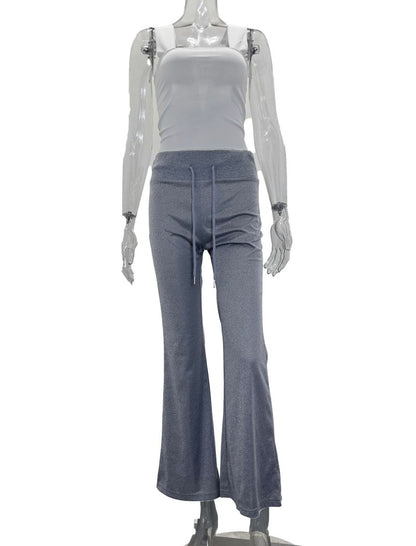 High-Waist Flared Drawstring Pants