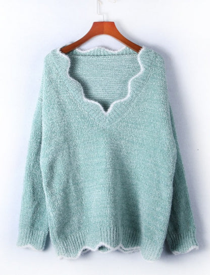 Scallop Trim Knit Sweater