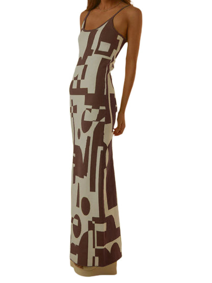 Graphic Print Bodycon Maxi Dress