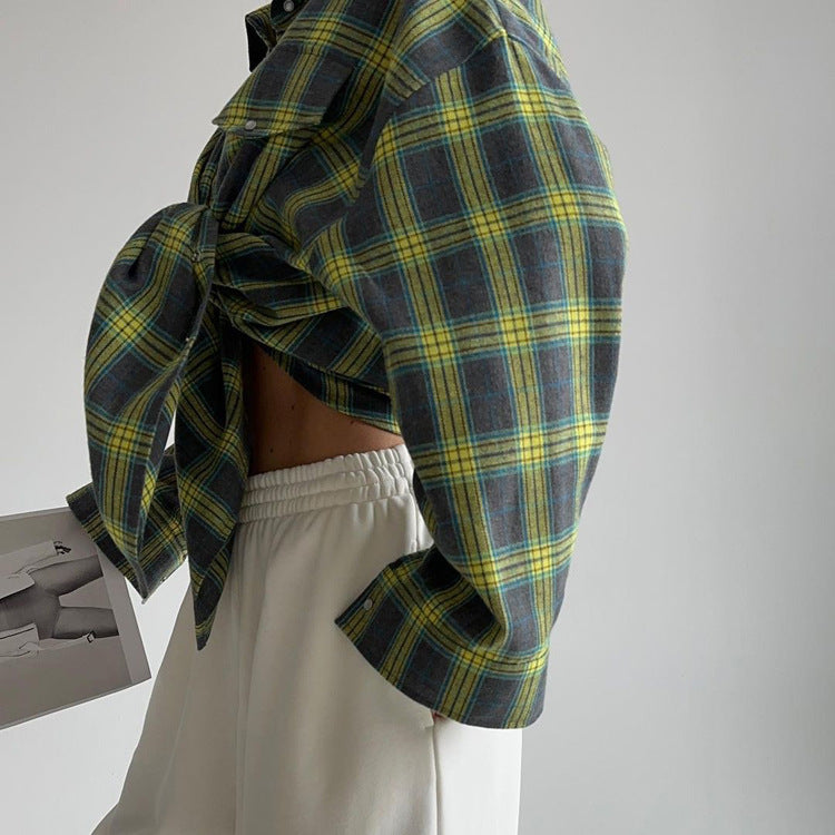 Plaid Button-Front Shirt