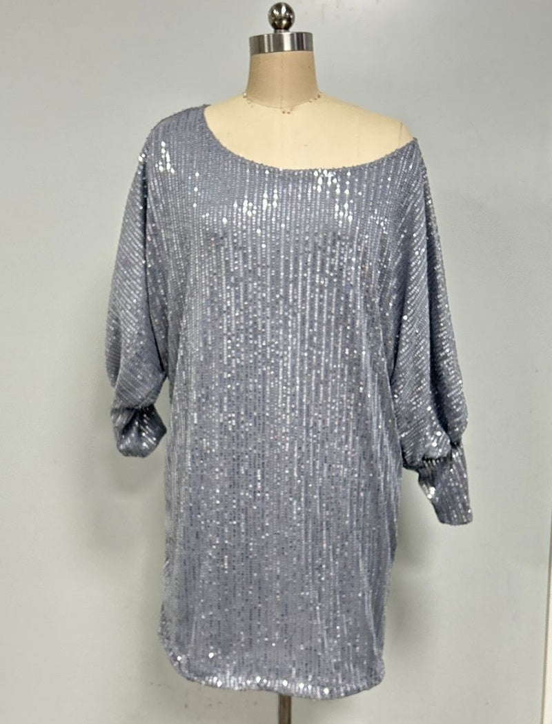 Sequined One-Shoulder Mini Dress