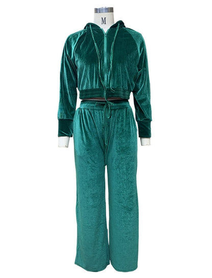 Drawstring Velour Lounge Set