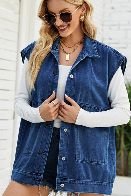 Sleeveless Denim Utility Vest