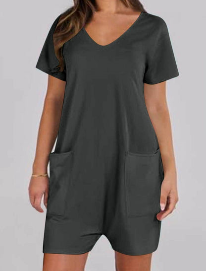 Double Pocket Short Sleeve Romper