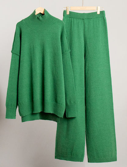 Knit Turtleneck Sweater and Wide-Leg Pants Set