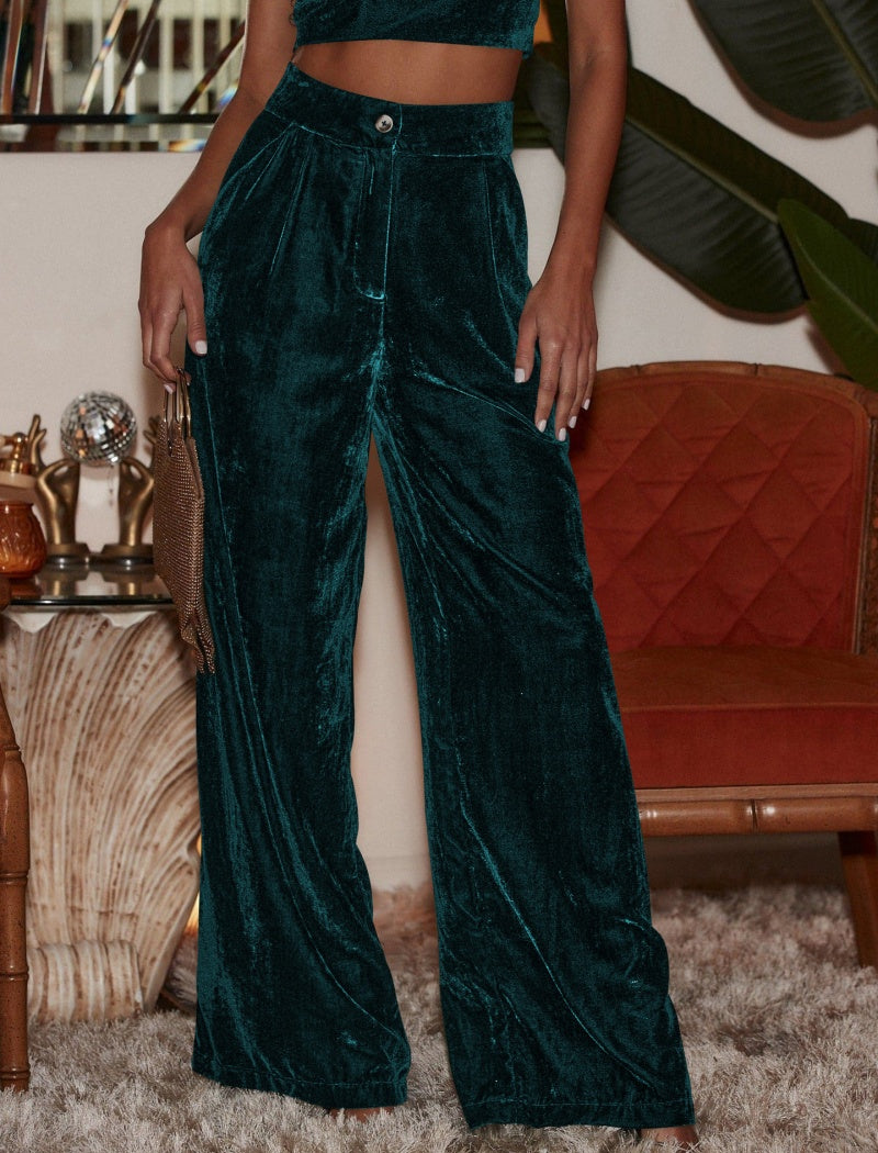 Velvet Wide-Leg Pants