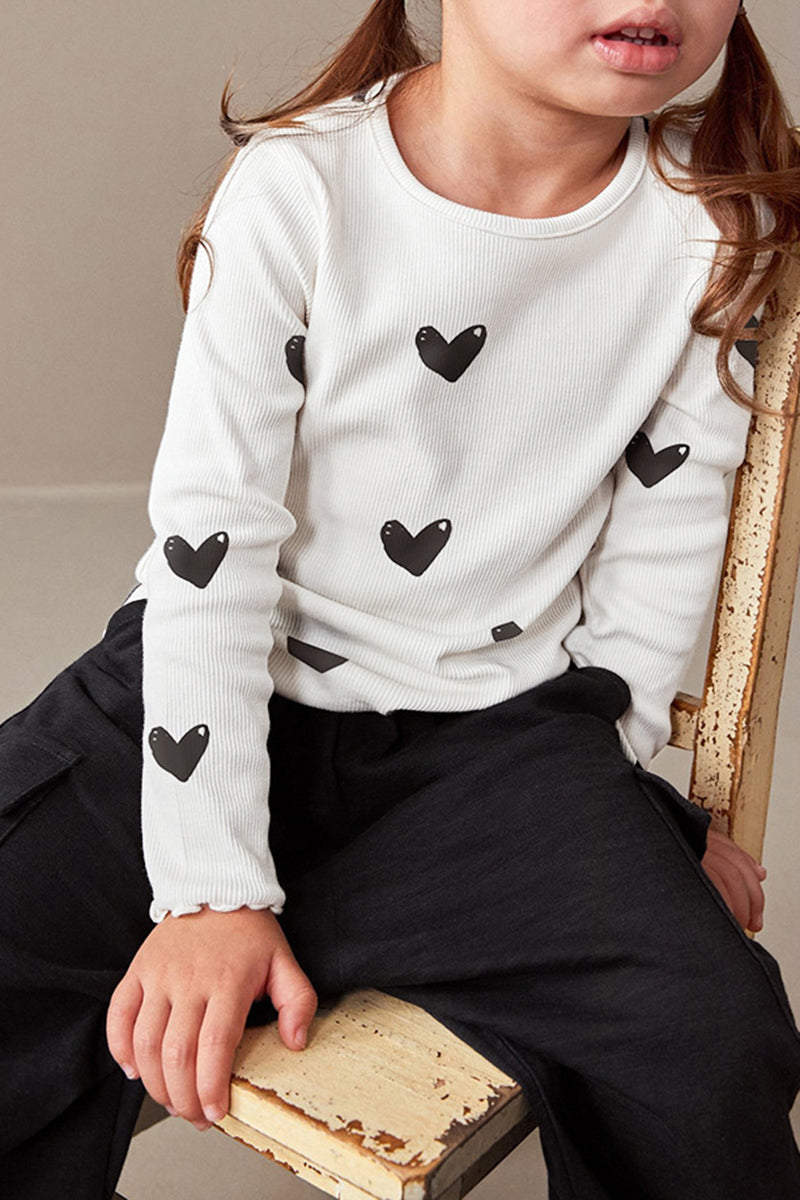 Heart Print Long Sleeve Top and Joggers Set (Kids)