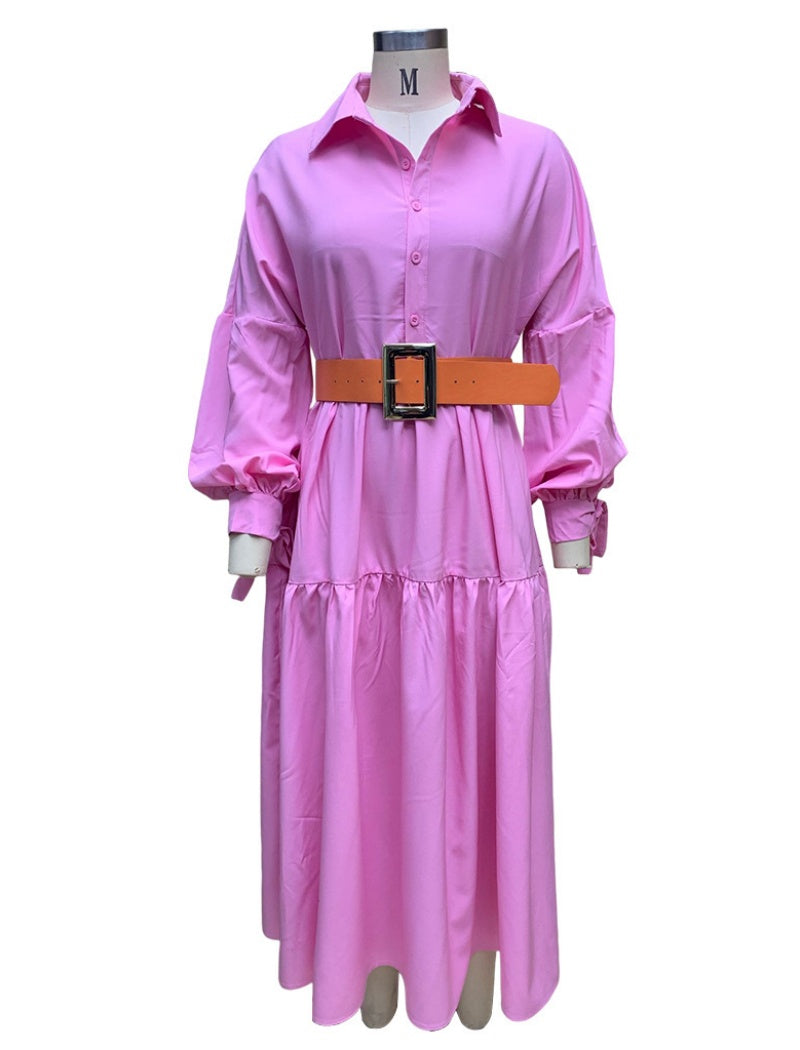 Belted Long-Sleeve Maxi Dress