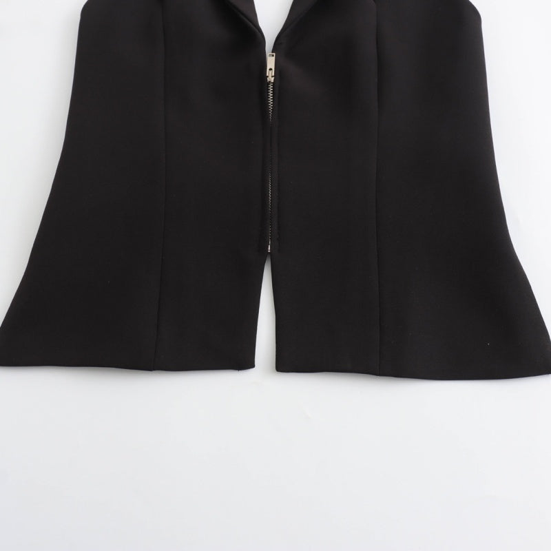 Zip-Up Tailored Halter Vest