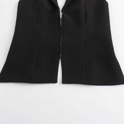 Zip-Up Tailored Halter Vest