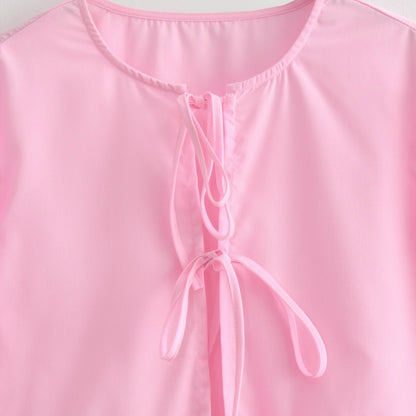 Tie-Front Peplum Blouse