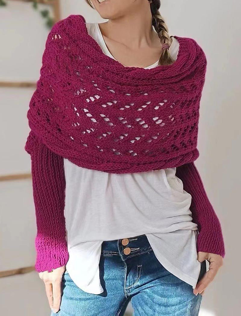 Open Knit Long Sleeve Shawl