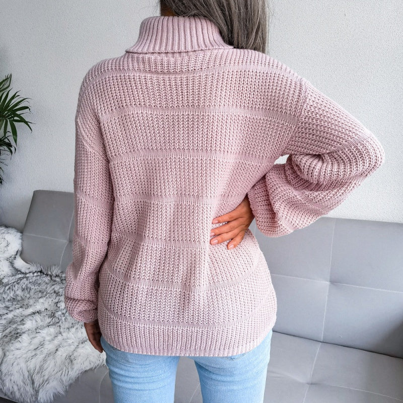 Turtleneck Knit Sweater with Relaxed Fit