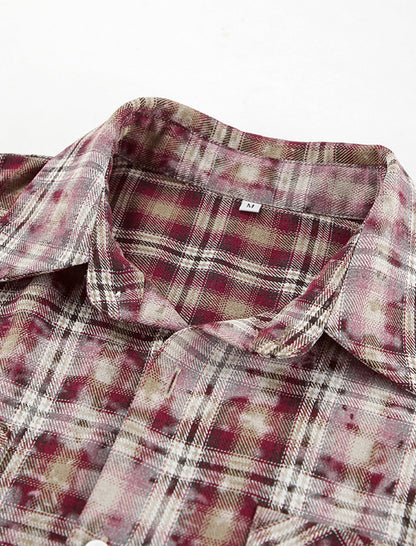 Plaid Collar Loose Long Sleeve Casual Shirt