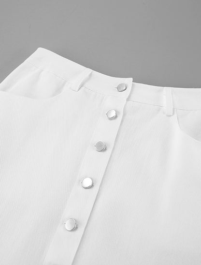 High-Waisted Slim Buttoned Skirt