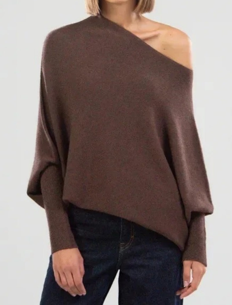 Off-Shoulder Oversized Knit Pullover