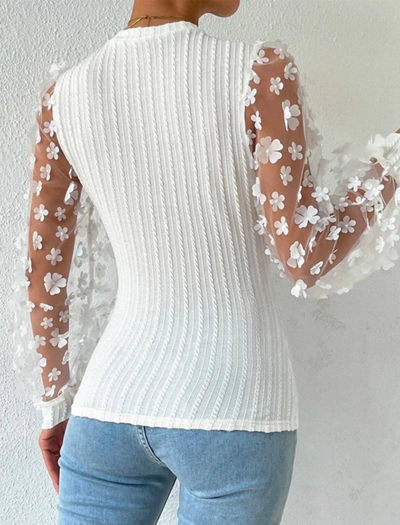 Floral Mesh Sleeve Top