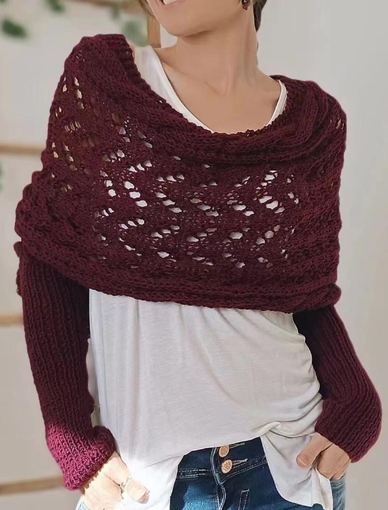Open Knit Long Sleeve Shawl