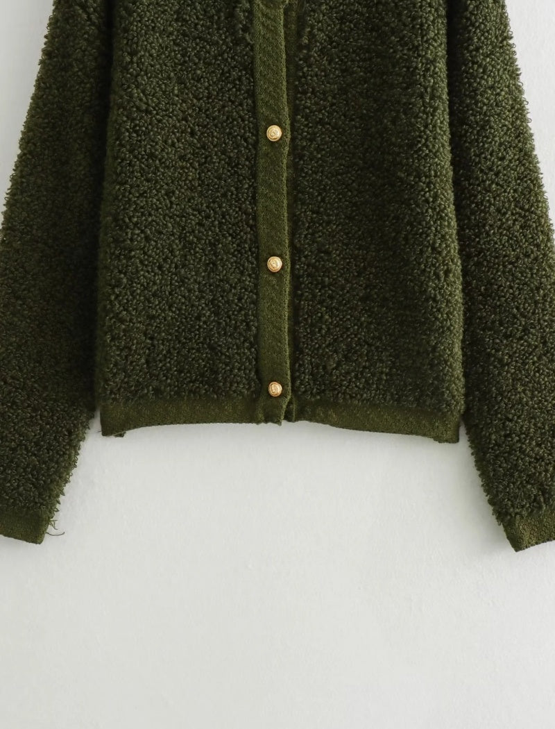 Fleece Buttoned Cardigan