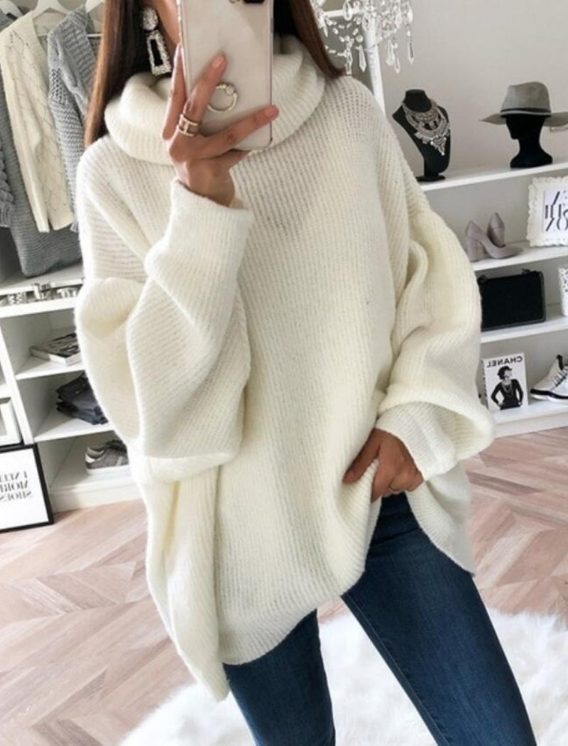 Oversized Turtleneck Knit Sweater